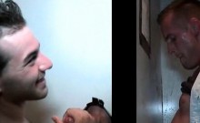 Sexy stud cock rubbed and blown on gloryhole