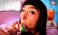 Marica plays with candy cock