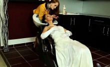 Bride Has Fun At The Salon