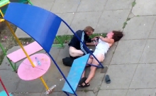 Public outdoor amateur oral sex