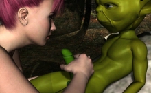 Yoda uses mind tricks to fuck a lone girl in a forest