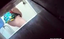 Caught by hidden cam, Spying my mum fingering in toilet