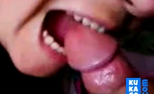 She sucks her man till he cum in her mouth - Homemade