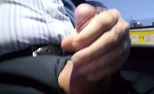 Jerking off on the bus. Big cum shot. Suit