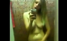 Self shot british teen playing with pussy in changing room