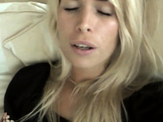 Slutty amateur blonde smoking and jerking dick