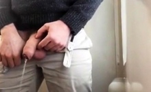 Thick uncut cock pissing