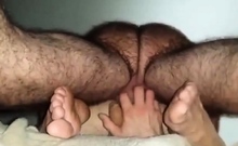 Hairy Daddy With Hairy Legs Breeds Boy From Below