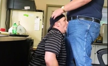 Daddy Trucker Dumps A Quick Load In Chubby Boy's Mouth...