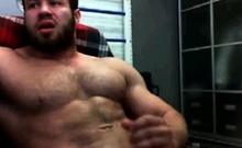 Hairy Muscle Hunk Cums