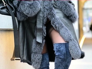 Sexy exhibitionist and Fur coat