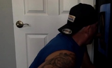 Cocksucking gloryhole DILF sucks BF cock