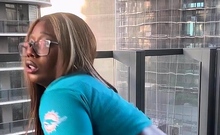 Thick Ebony with Big Tits Fucks BBC on the Balcony