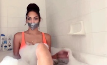 Eden self tape gagged in the bathtub