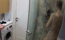 Sexy black amateur caught taking a shower on hidden cam