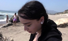 Lovely Amateur teen brunette masturbating outdoor