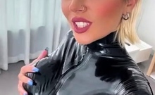 Latex slut solo anal masturbation