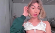 Big Tits Tranny Strokes her Big Cock