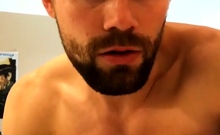 Hot gay men bareback gangbang and creampie licking action
