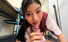 Really wild outdoor Japanese teen blowjob