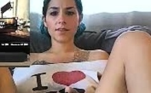 Cute horny teen brunette slut jerking
