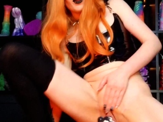 Violet lovely amateur redhead woman toying