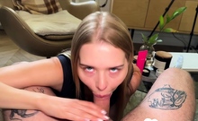 Wanker Jerking Off While Hot Stepsis Wants to Ride His Dick