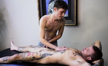 Gay masseuse gets FTM hole juicy wet