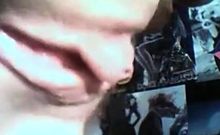 Close-up webcam footage of a woman's pussy and ass