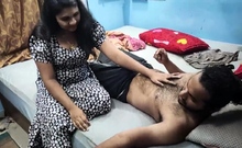 Mallu boss and hot maid fuck in bedroom while boss's wife