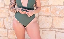Busty brunette solo masturbation