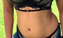 Cute curly brunette solo webcam masturbation