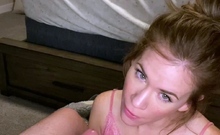 Hot ho gives blowjob and handjob in hot pov scene