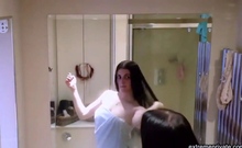 Spying on my gorgeous showering stepsister