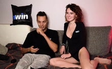 Darcy Dark plays de-robe games, displaying congenital orbs