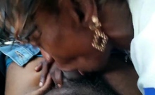 Black Amateur Couple's Car Blowjob