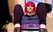 Emo Crossdresser Plays with Sex Toy on Webcam