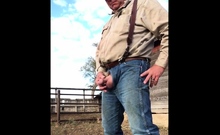 Farmer Daddy Caught Peeing Outdoors