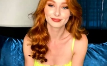 Amateur redhead masturbates then gives a blowjob