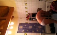Spying on stepmom as she lotions her body
