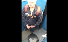 Bearded Hunk Strokes Cock Outdoors In A Porty Potty