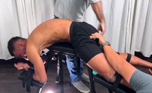 Dude Bound On Spanking Bench Tickled