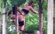 Spying Blonde Hooker Fucking In The Woods