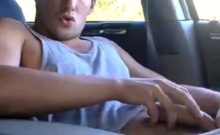 Big-cock Jock Strokes In His Car