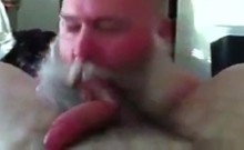 Bearded Daddy Sucks Big Cock